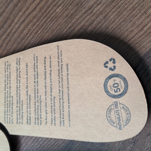 Slipstop Kids Pool Shoes/ Beach slip-ons, Caramel + White Rainbows Water shoe - Picture 6 of 9